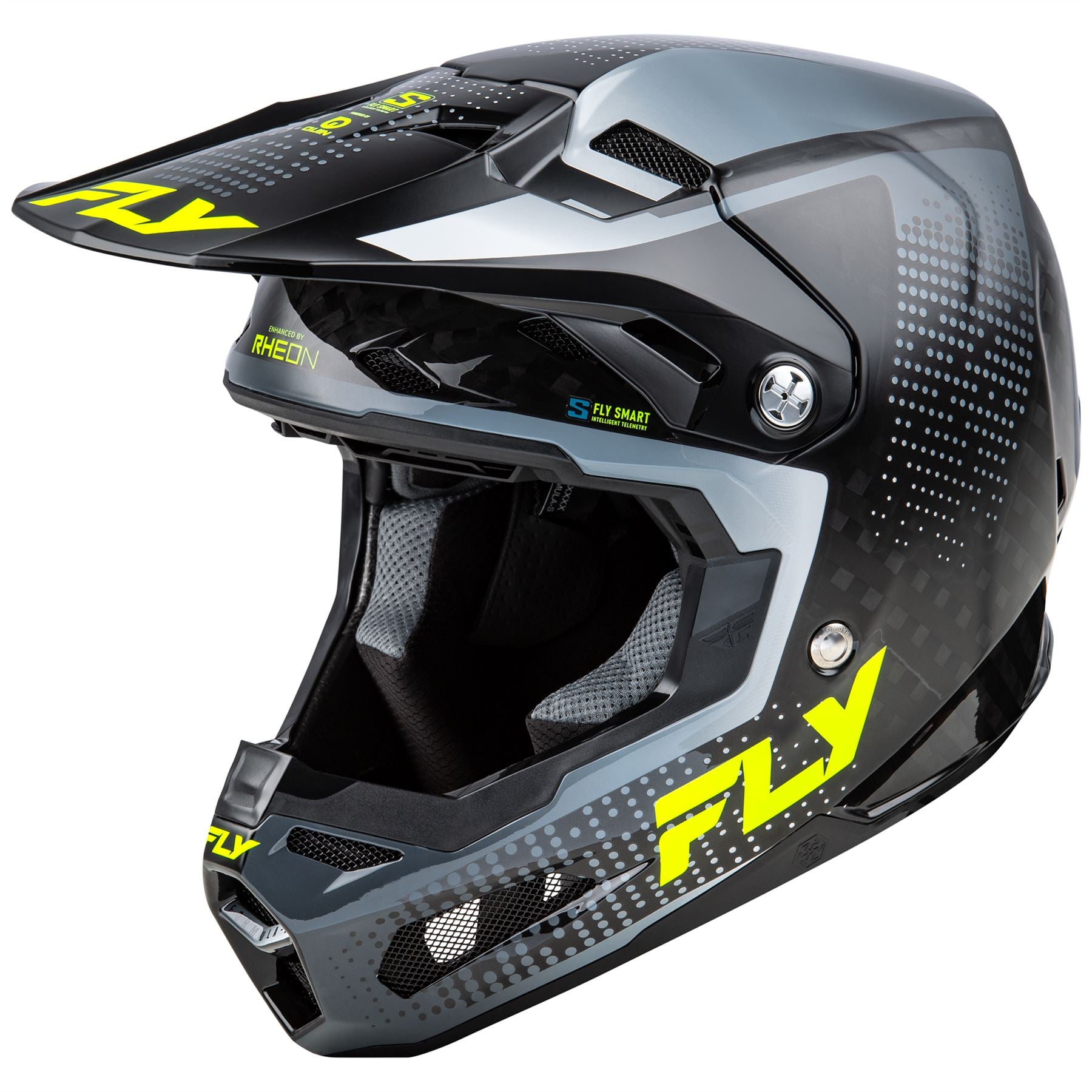 Fly Racing 2025 Formula S Carbon Protocol Motocross Helmet Black Carbon Grey Hi-Viz